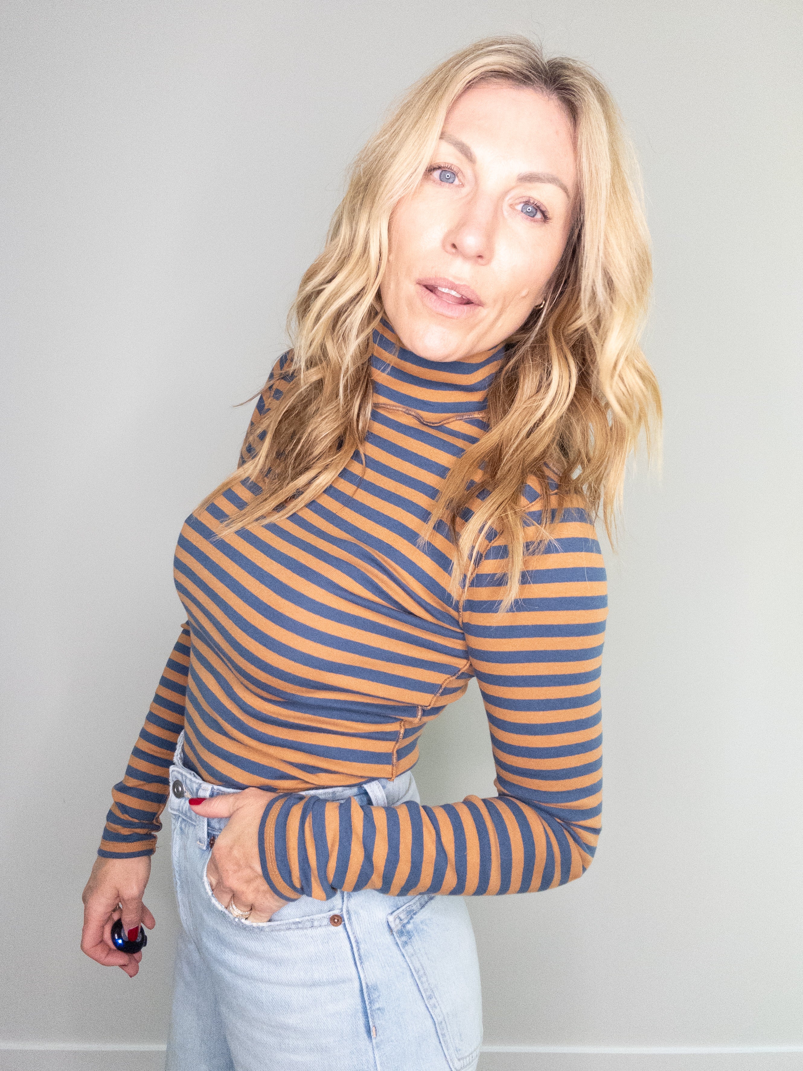 Parallel Lines Striped Turtleneck