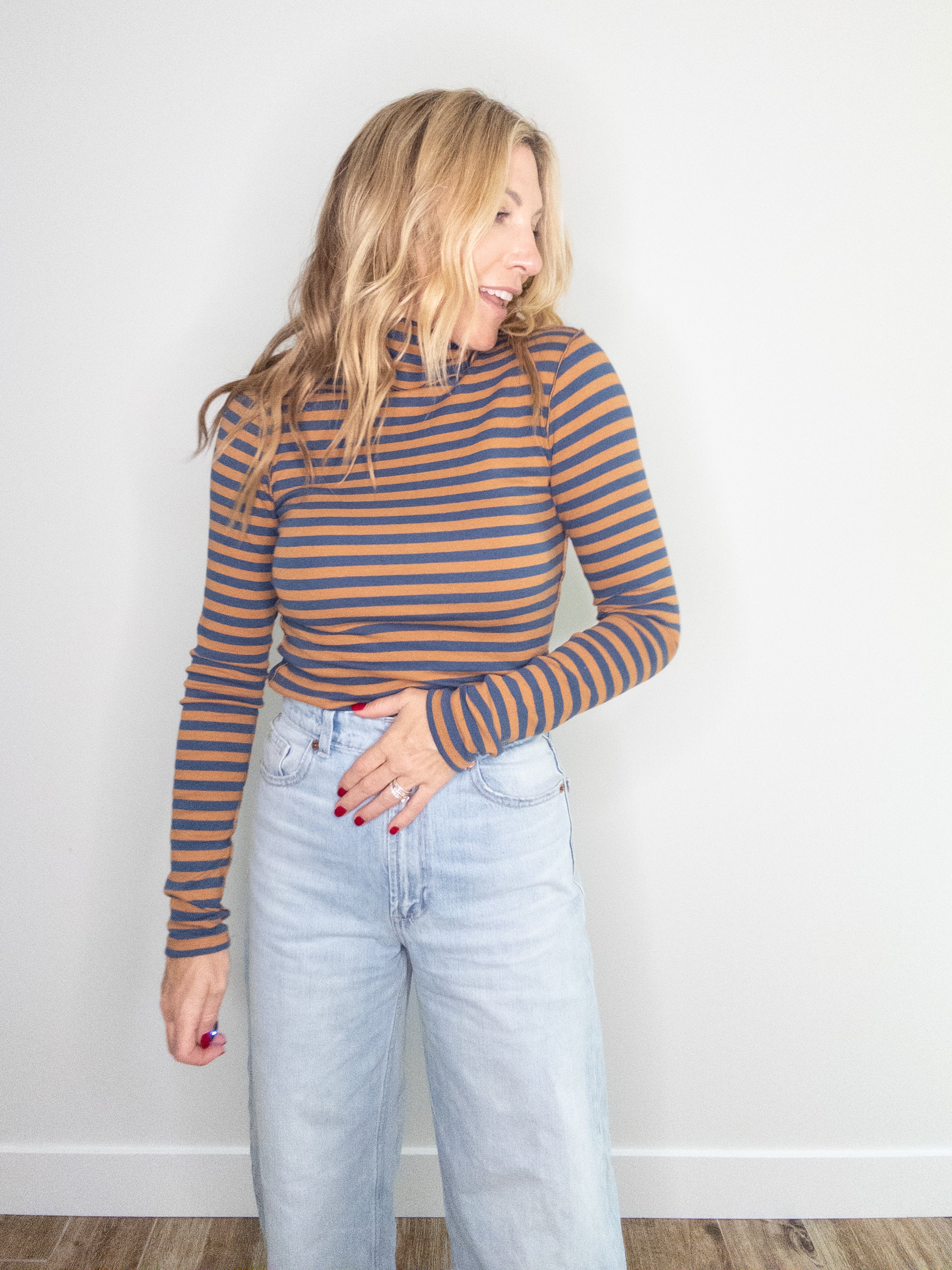 Parallel Lines Striped Turtleneck