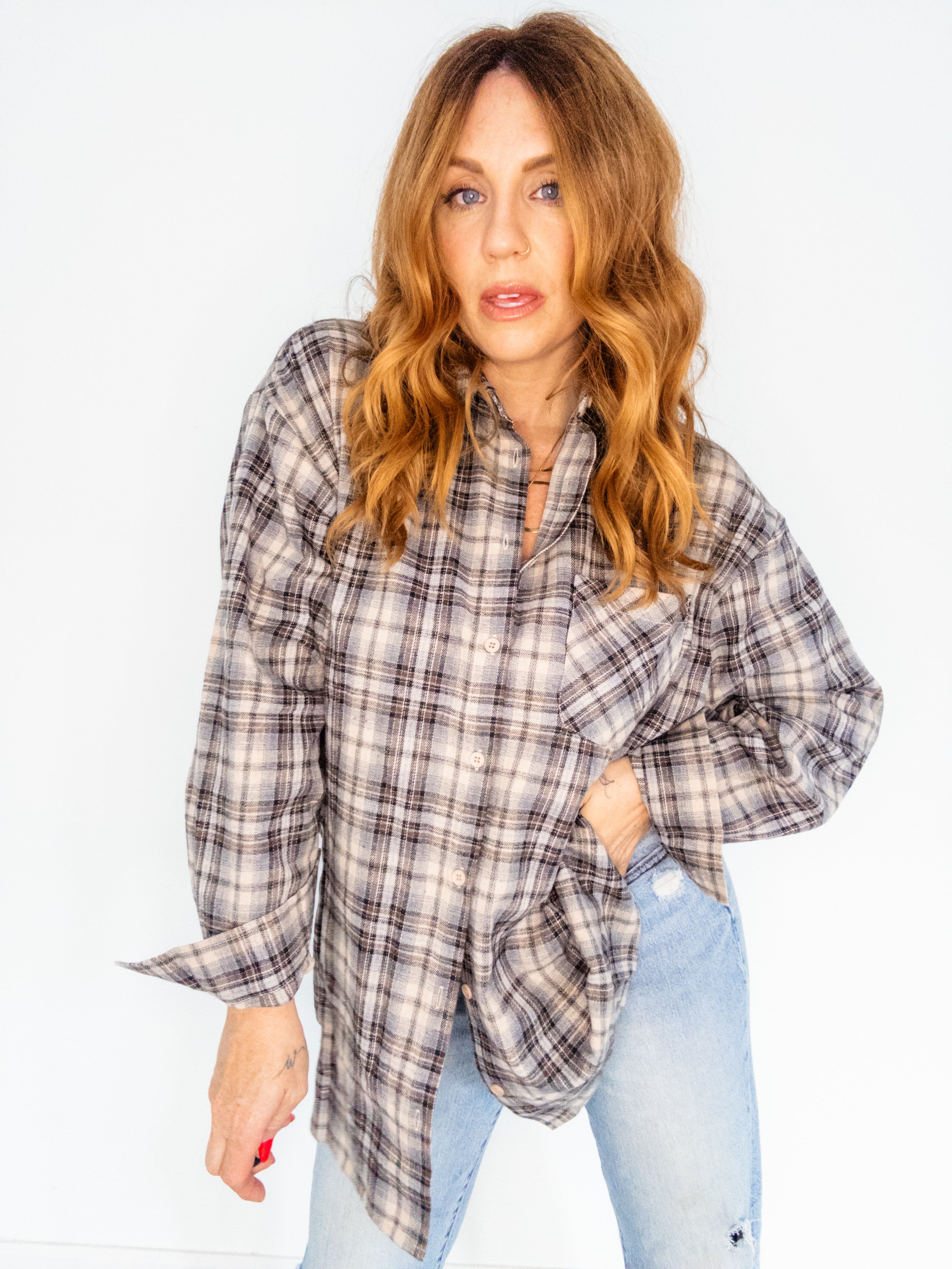 Mad for Plaid Oversized Button Up