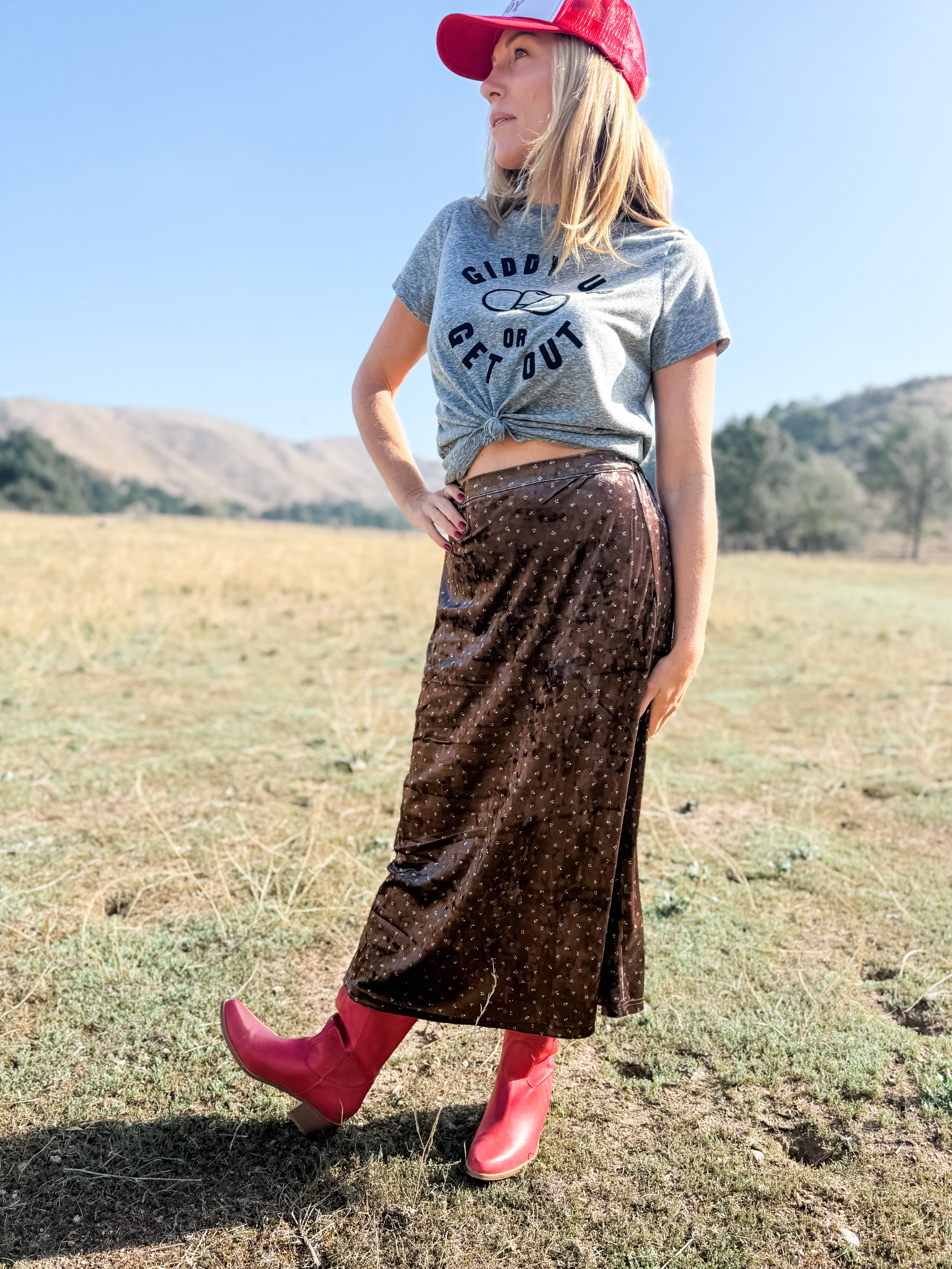 Ditsy Florals Midi Skirt