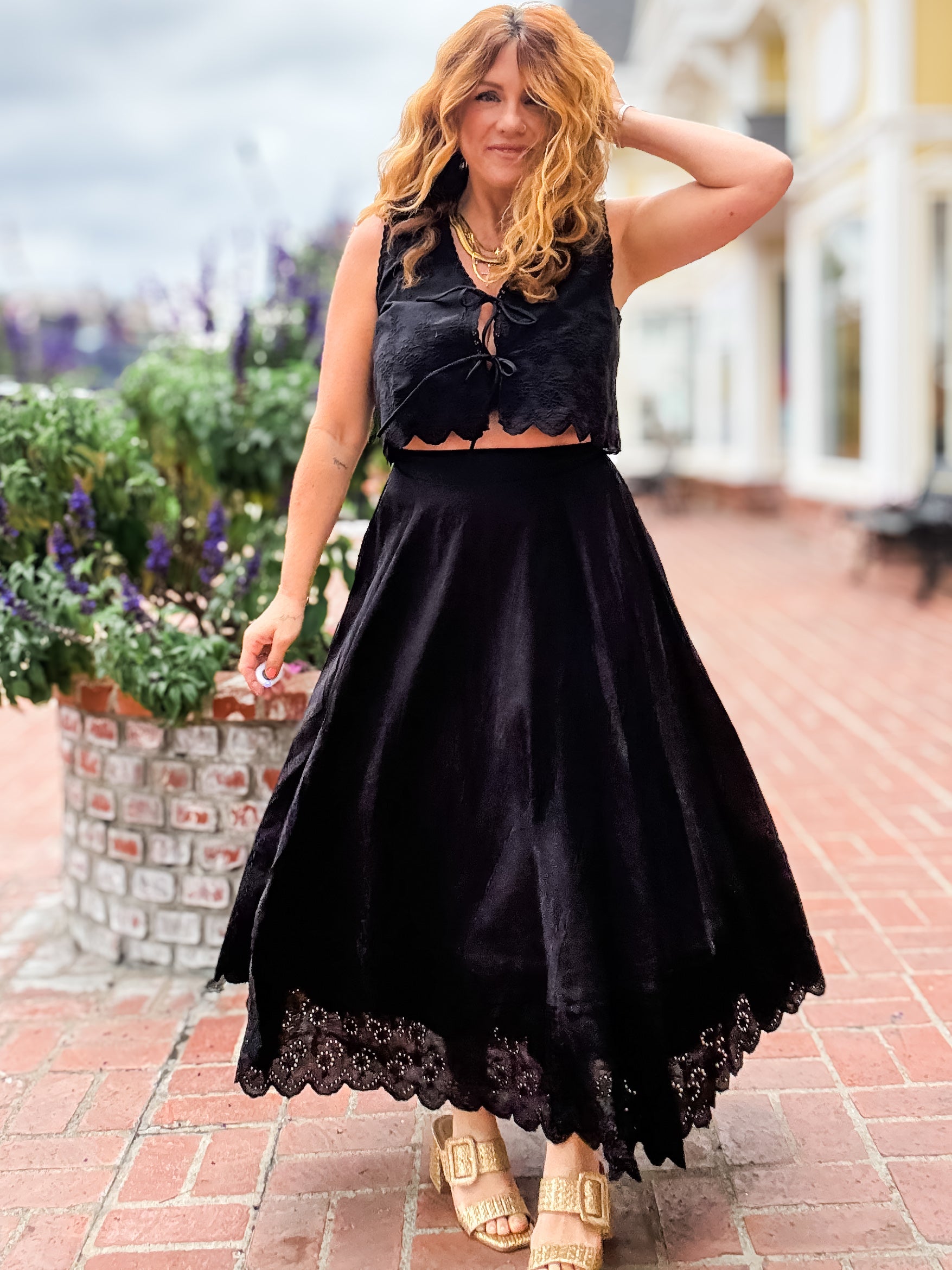 Ciara Scalloped Midi Skirt