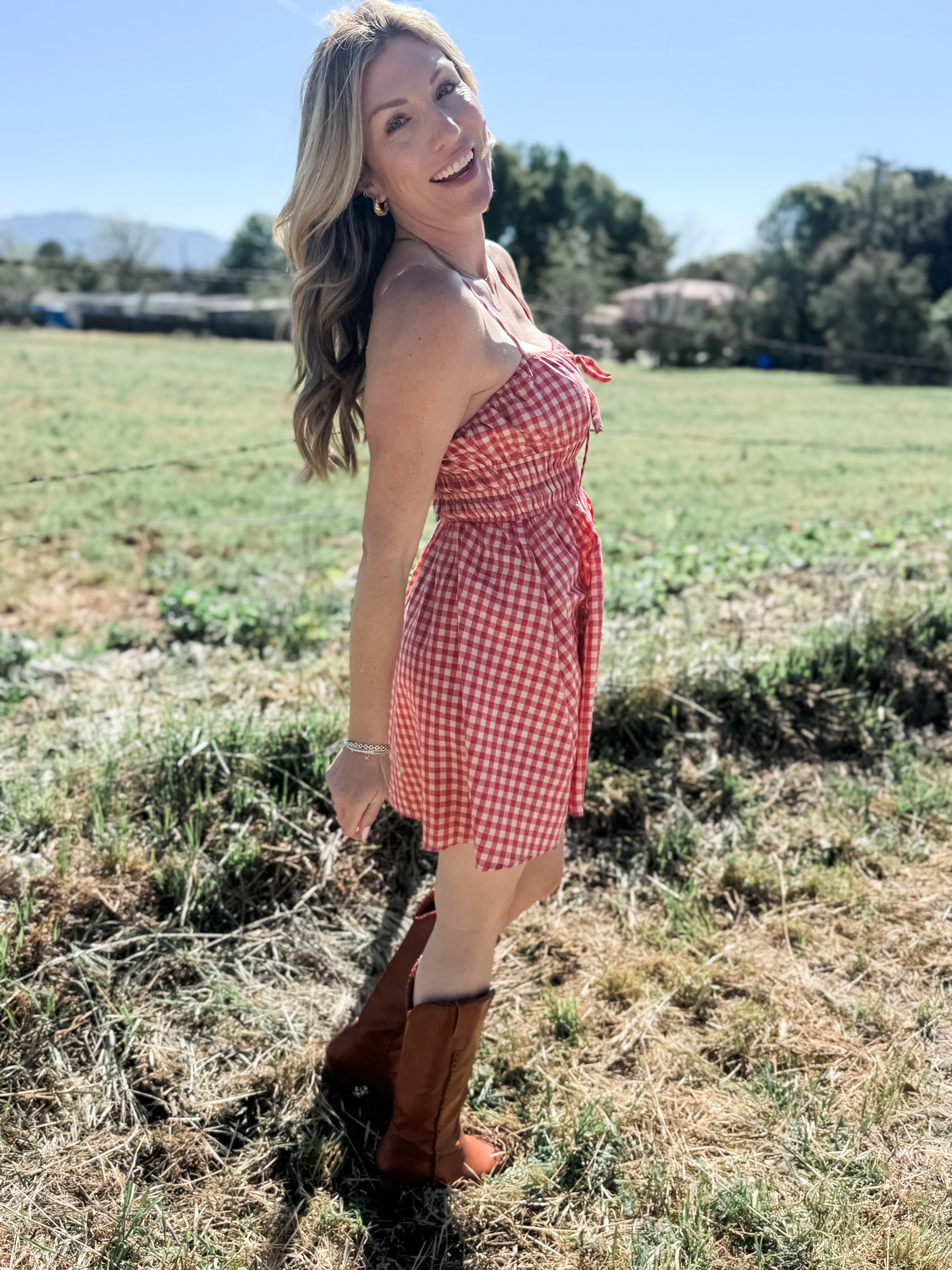 Cherry Basket Shirred Mini Dress