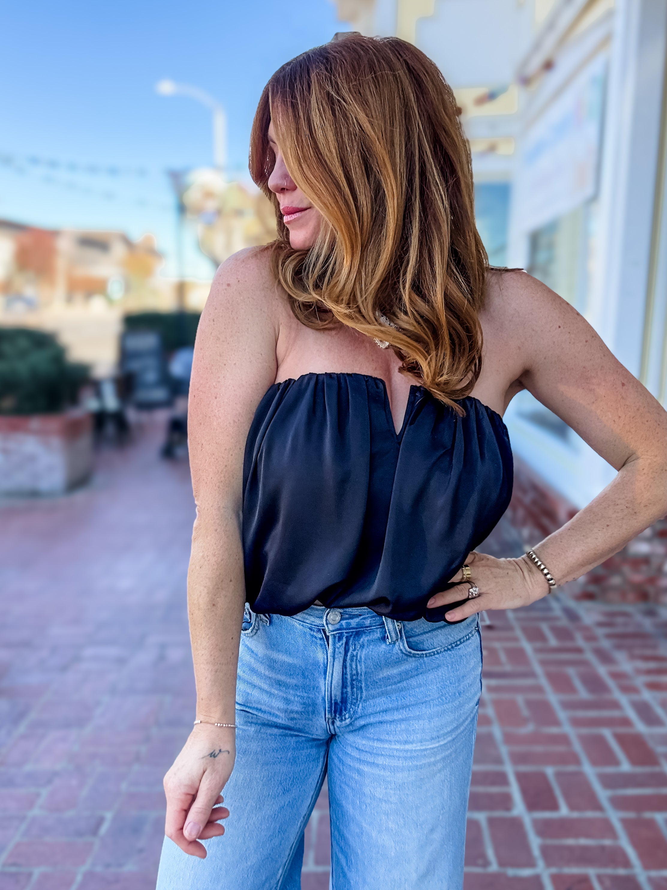 Set The Scene Bubble Hem Tube Top