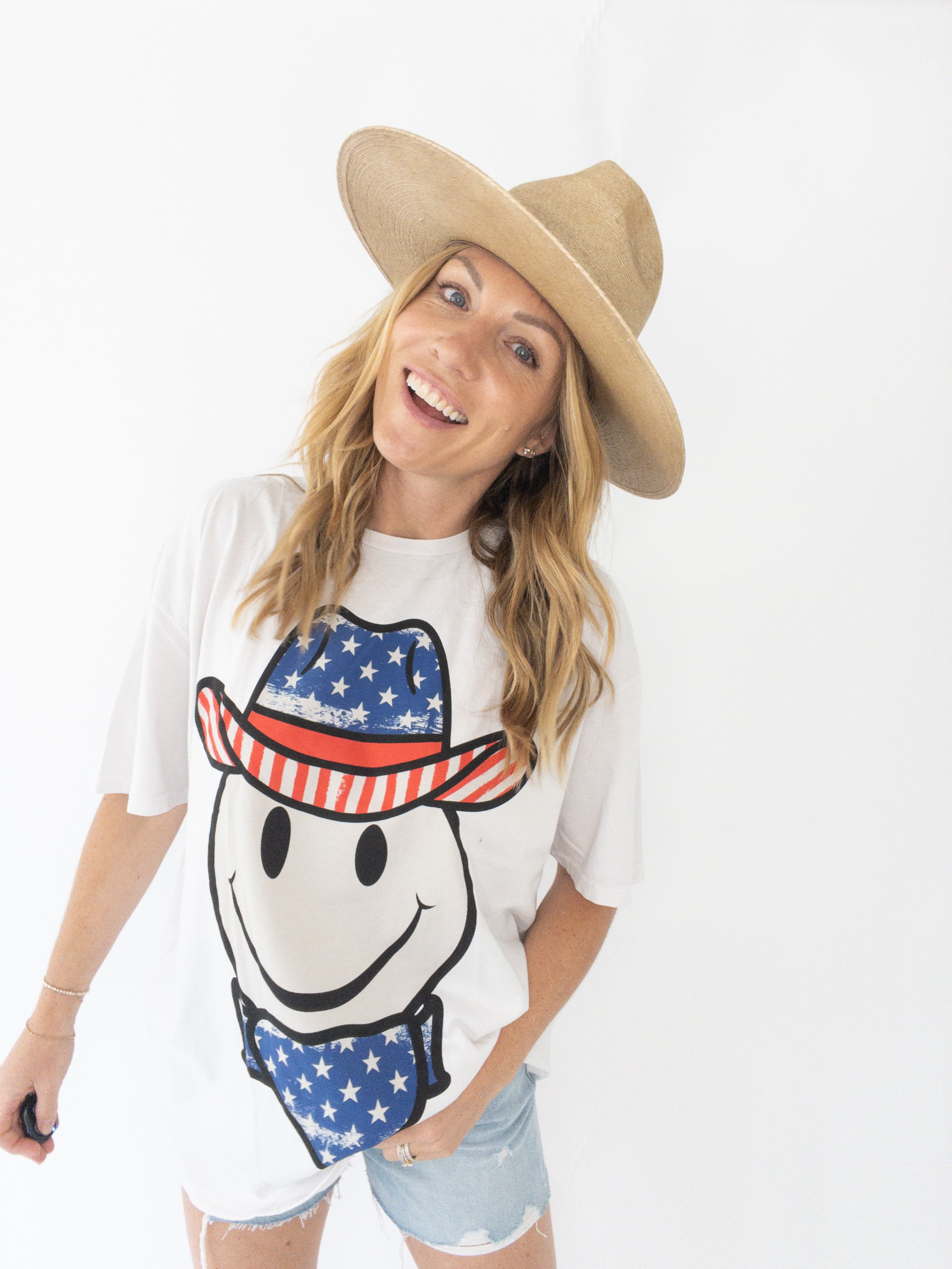 Project Social T Smiley Stars Cowboy Oversized Tee