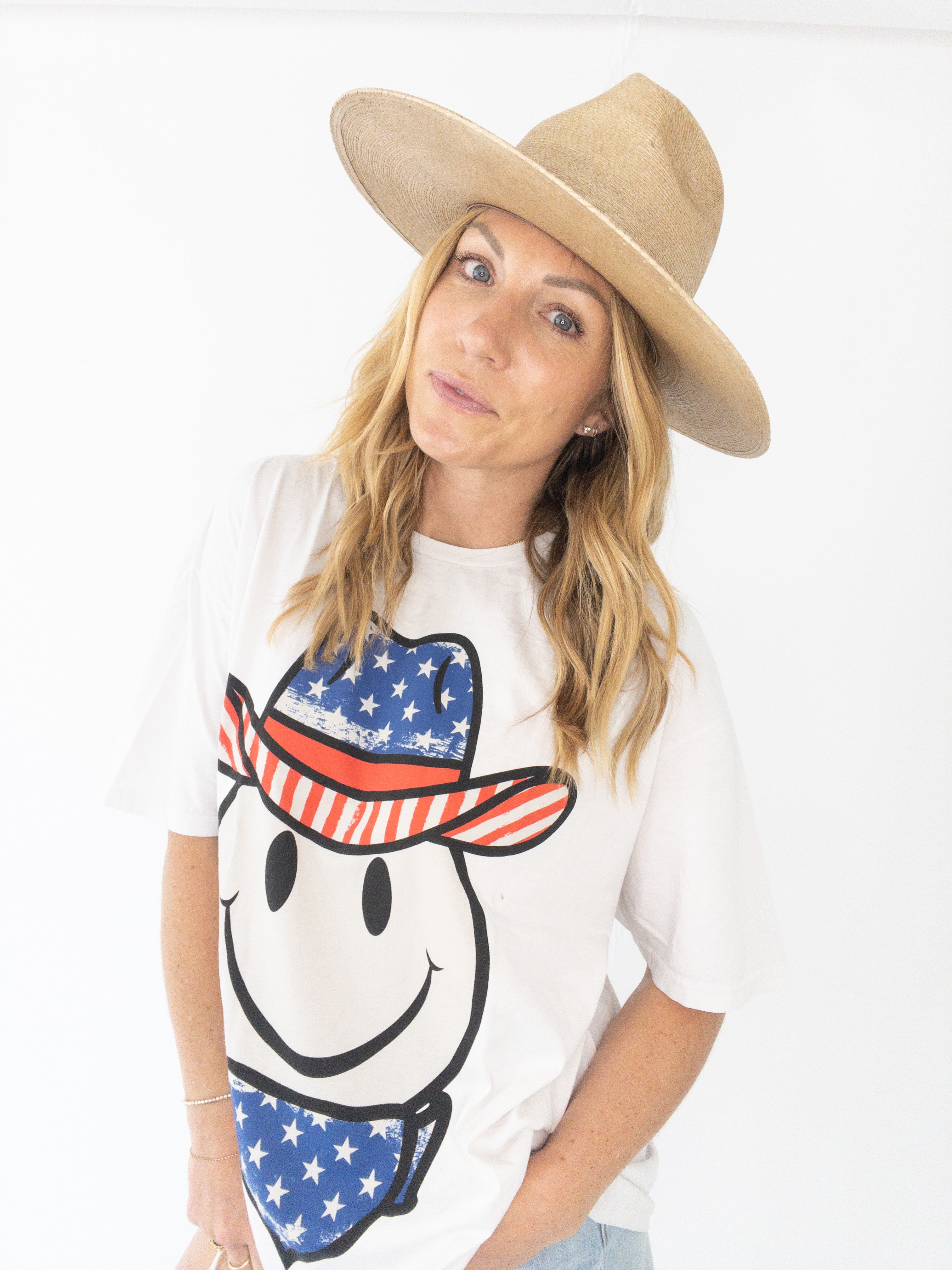 Project Social T Smiley Stars Cowboy Oversized Tee