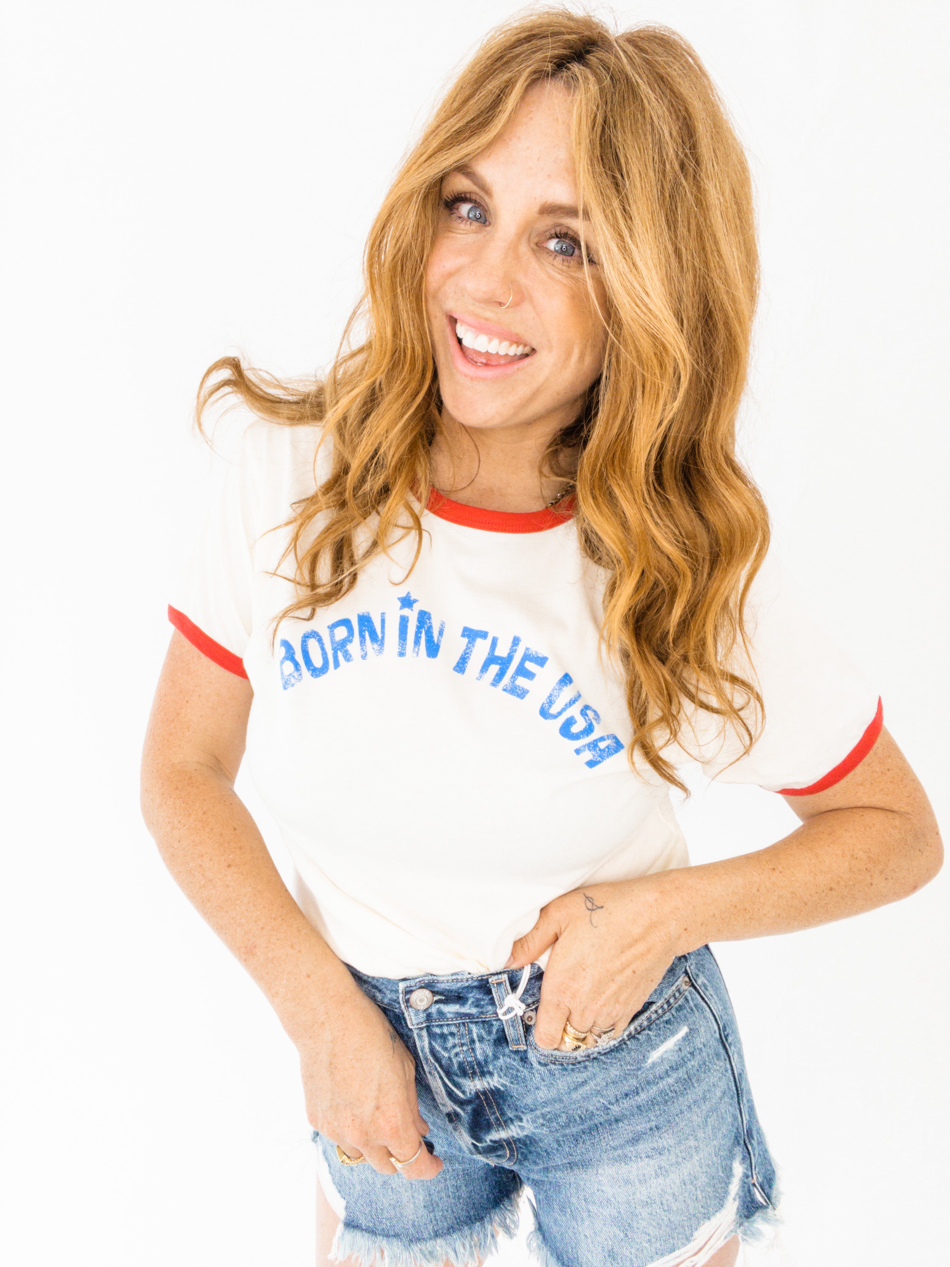 Born in the USA Ringer Tee