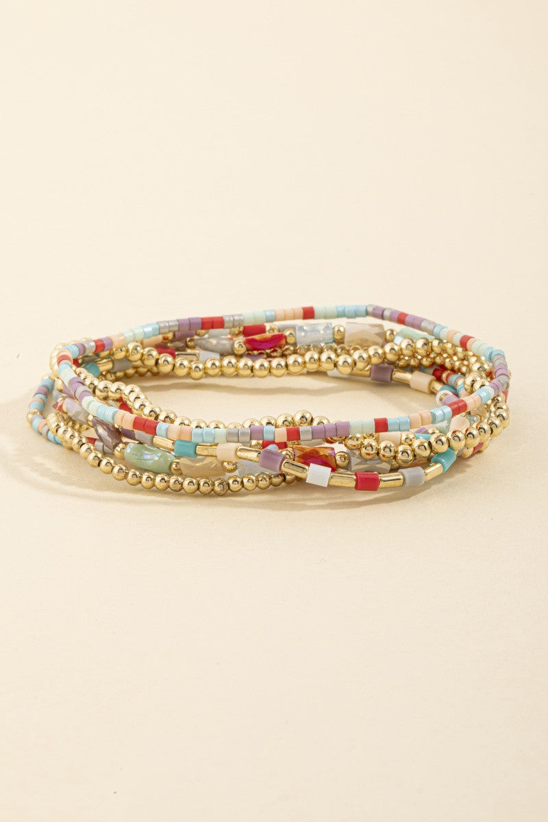 Beaded Heishi Stretch Bracelet Stack