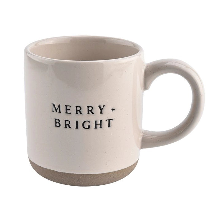 Merry + Bright Cream Stoneware Coffee Mug