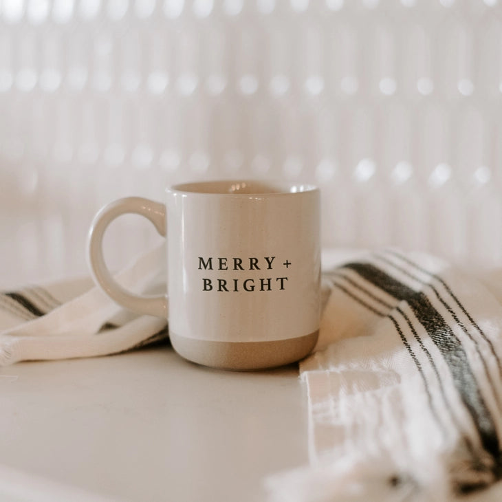 Merry + Bright Cream Stoneware Coffee Mug