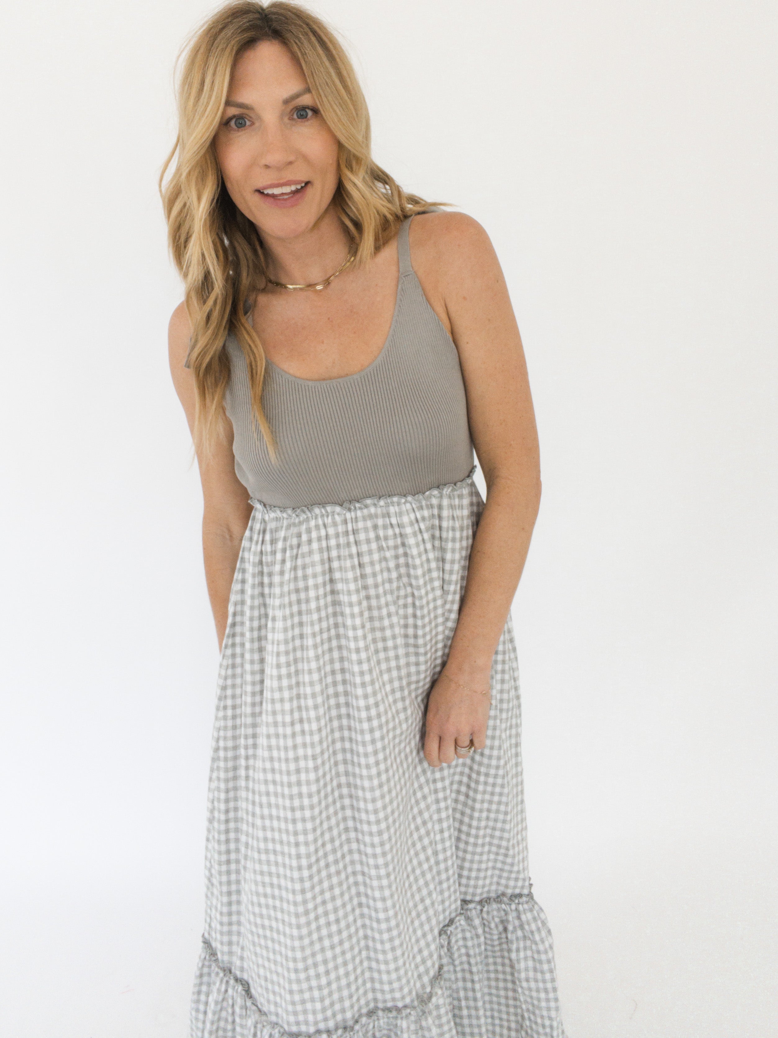 Nothing Compares Gingham Midi Dress